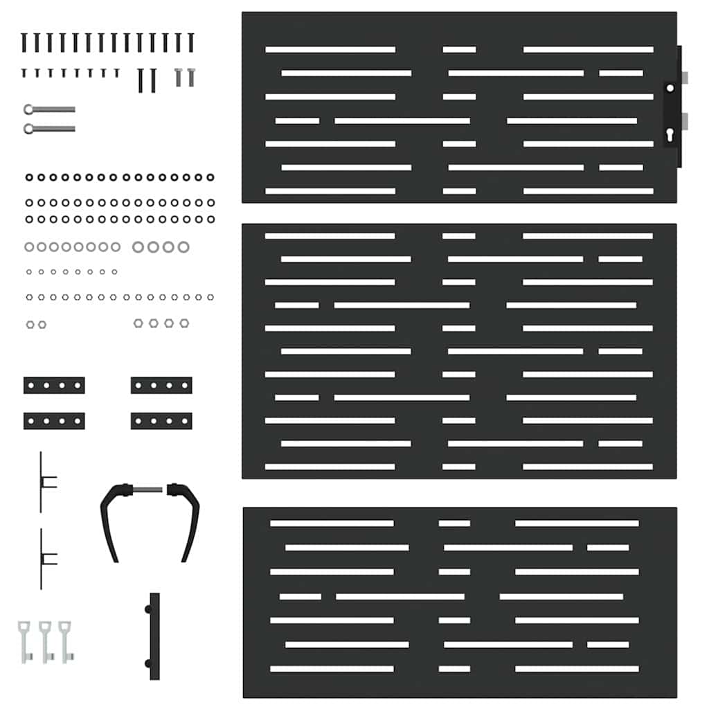 Garden Gate with Lock Black 85 x 125 cm Powder-coated steel