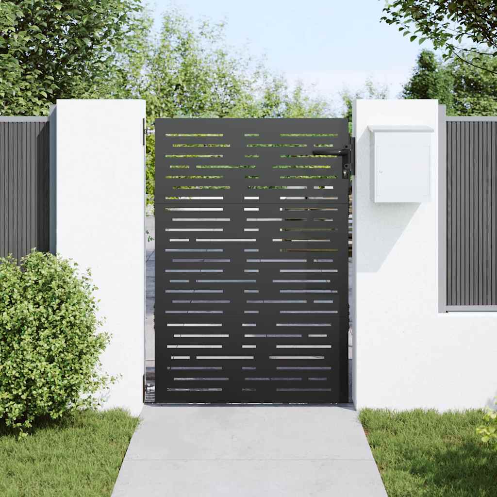 Garden Gate with Lock Black 85 x 125 cm Powder-coated steel