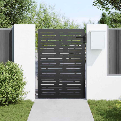 Garden Gate with Lock Black 85 x 125 cm Powder-coated steel