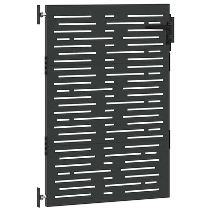Garden Gate with Lock Black 85 x 150 cm Powder-coated steel