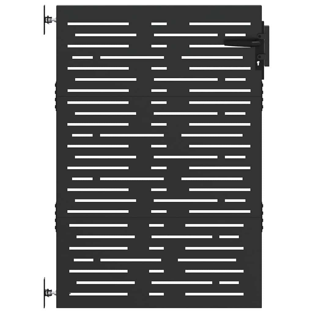 Garden Gate with Lock Black 85 x 150 cm Powder-coated steel