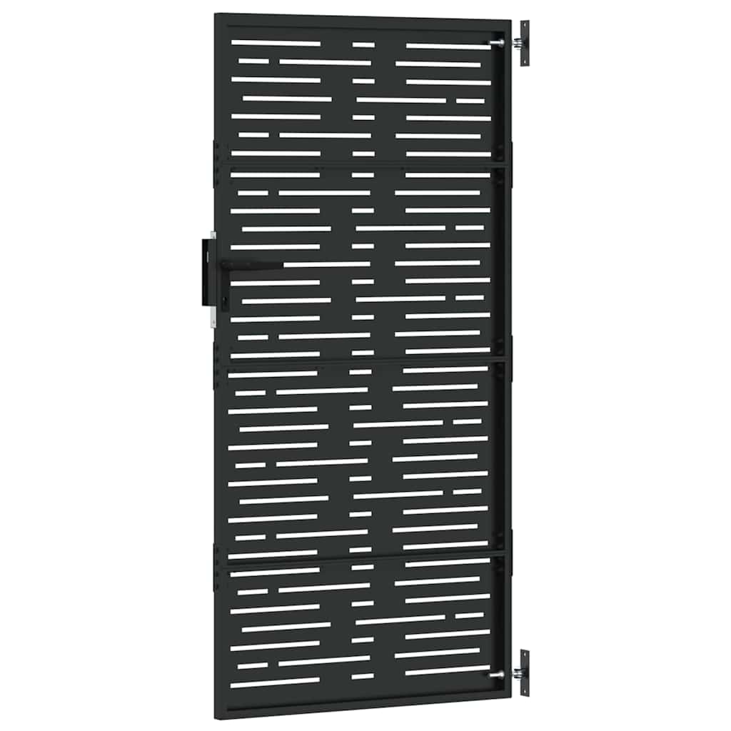 Garden Gate with Lock Black 85 x 175 cm Powder-coated steel