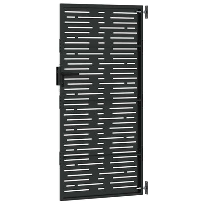 Garden Gate with Lock Black 85 x 175 cm Powder-coated steel