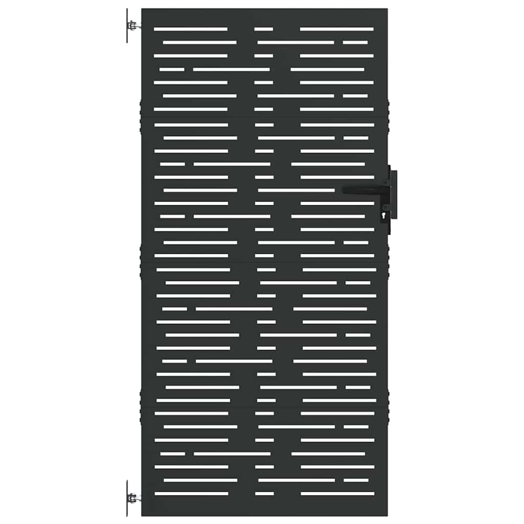 Garden Gate with Lock Black 85 x 175 cm Powder-coated steel