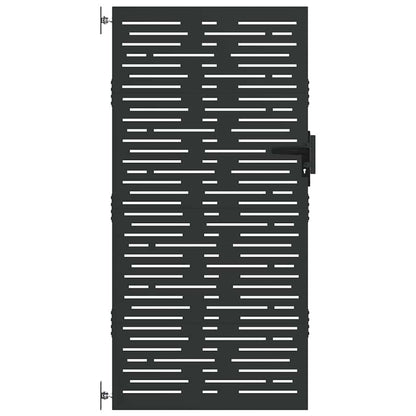 Garden Gate with Lock Black 85 x 175 cm Powder-coated steel