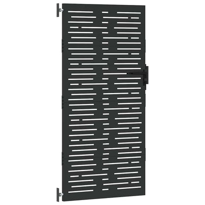 Garden Gate with Lock Black 85 x 200 cm Powder-coated steel