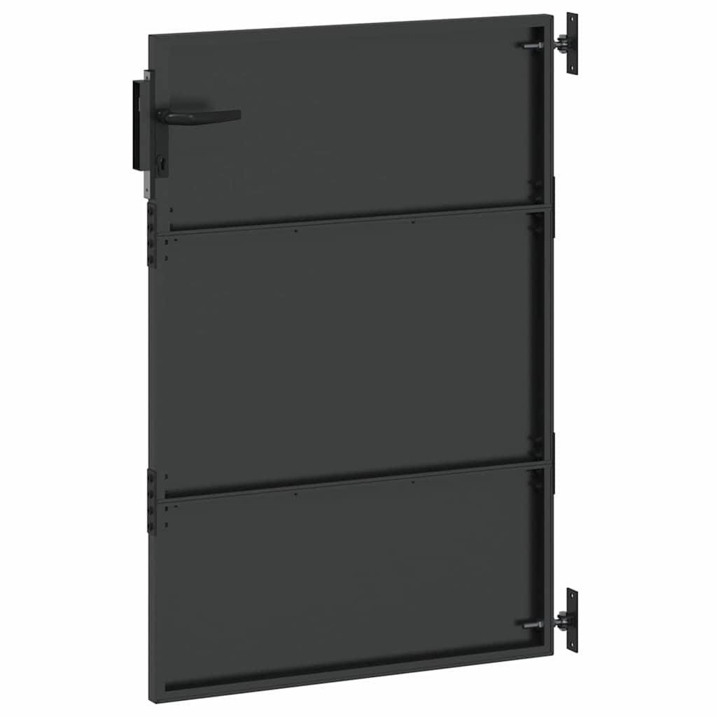 Garden Gate with Lock Black 85 x 150 cm Powder-coated steel