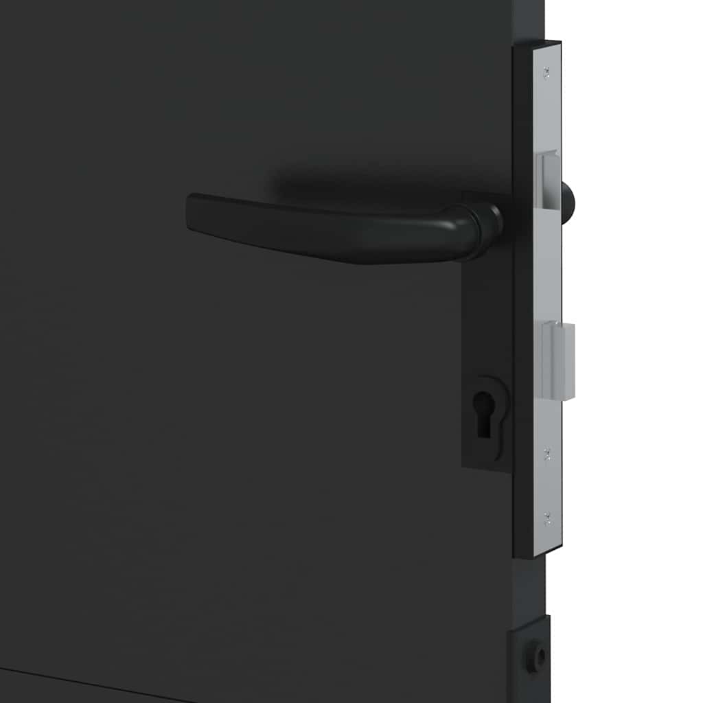 Garden Gate with Lock Black 85 x 175 cm Powder-coated steel