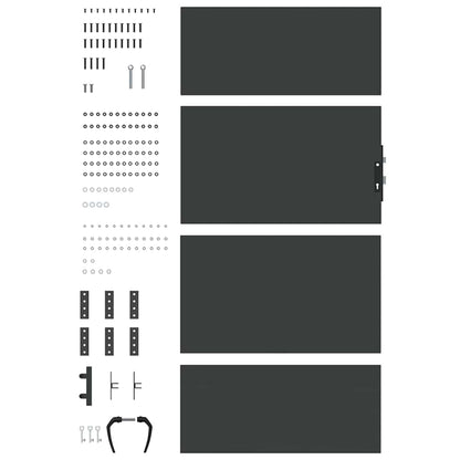 Garden Gate with Lock Black 85 x 175 cm Powder-coated steel