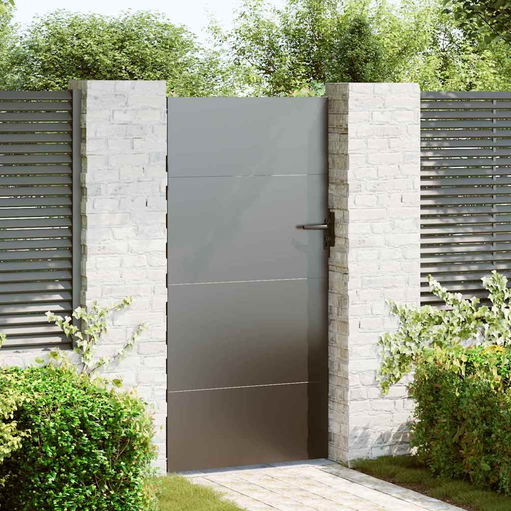 Garden Gate with Lock Black 85 x 175 cm Powder-coated steel