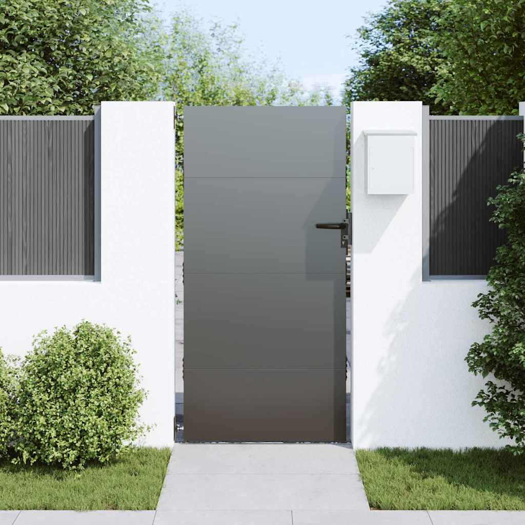Garden Gate with Lock Black 85 x 175 cm Powder-coated steel
