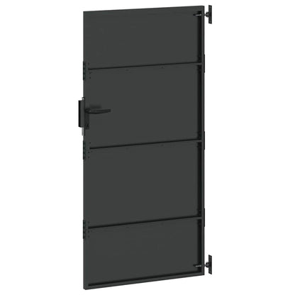 Garden Gate with Lock Black 85 x 175 cm Powder-coated steel