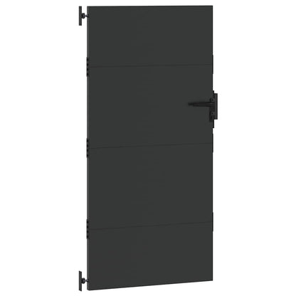 Garden Gate with Lock Black 85 x 200 cm Powder-coated steel