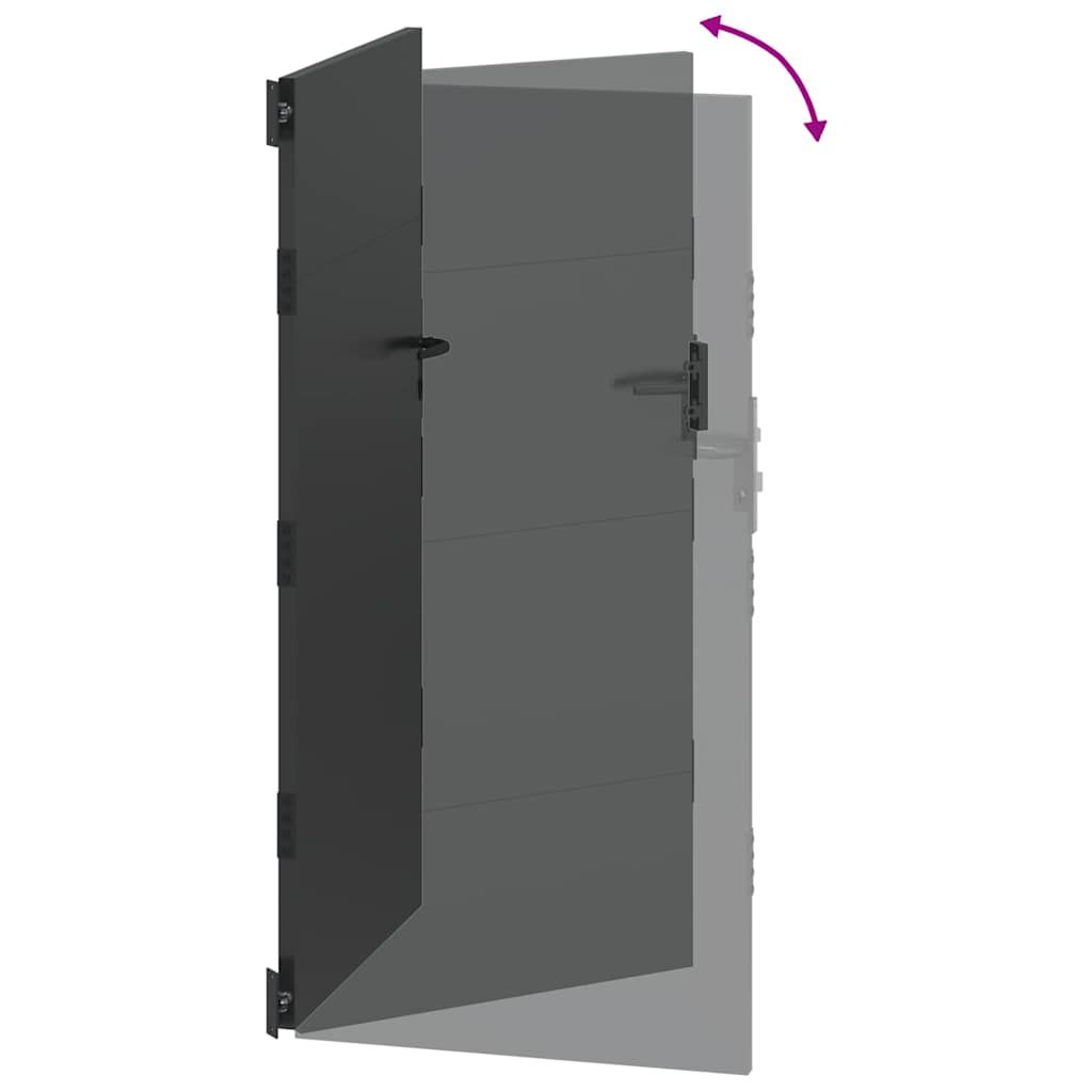 Garden Gate with Lock Black 85 x 200 cm Powder-coated steel