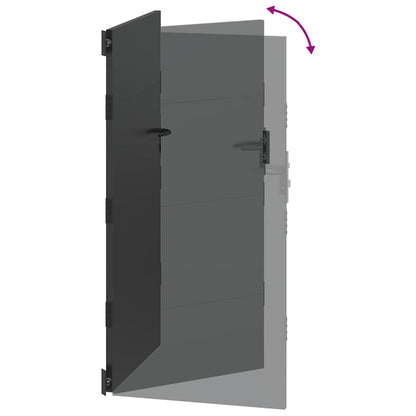 Garden Gate with Lock Black 85 x 200 cm Powder-coated steel