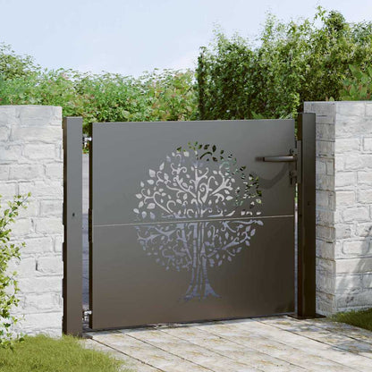 Garden Gate with Lock Black 110 x 105 cm Powder-coated steel