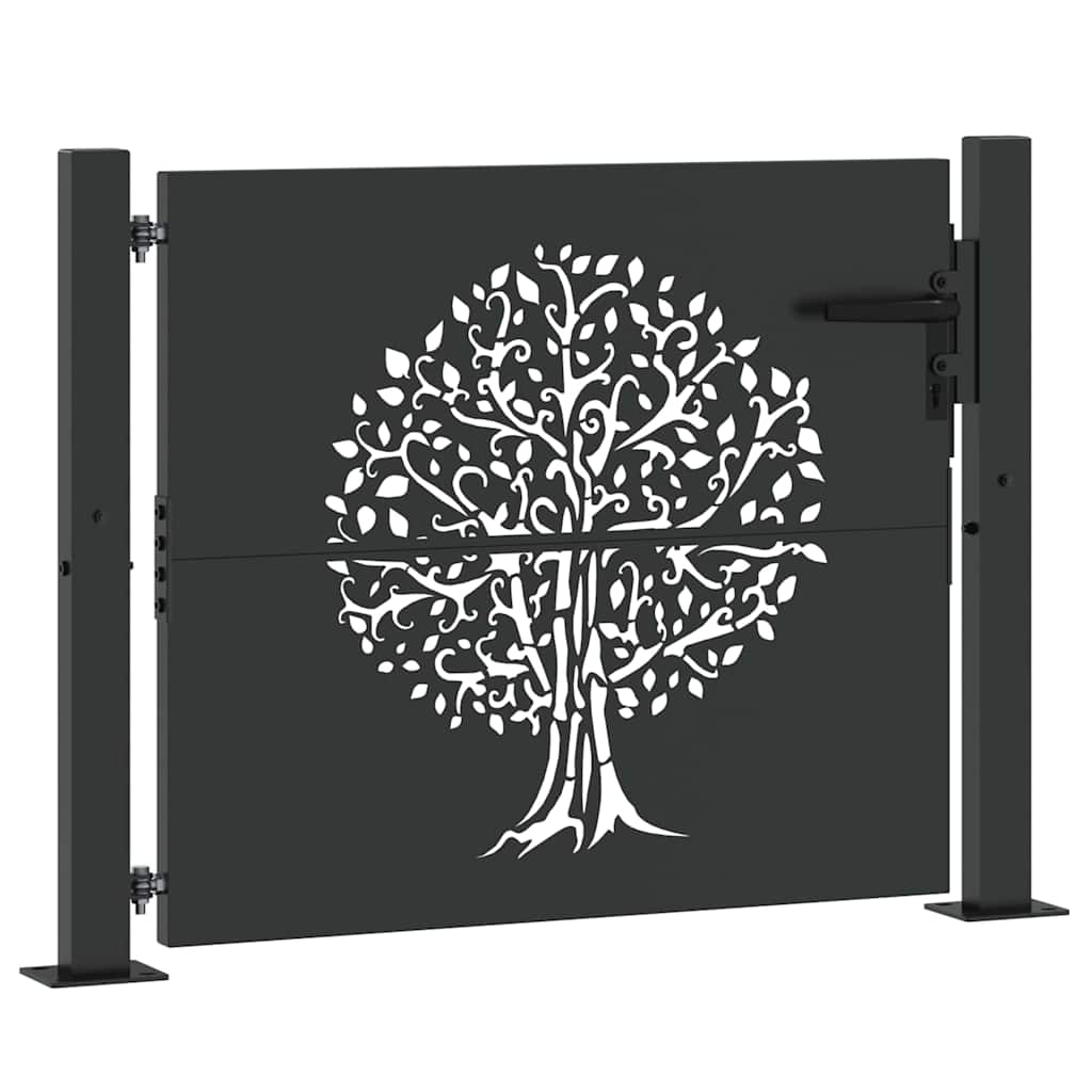 Garden Gate with Lock Black 110 x 105 cm Powder-coated steel