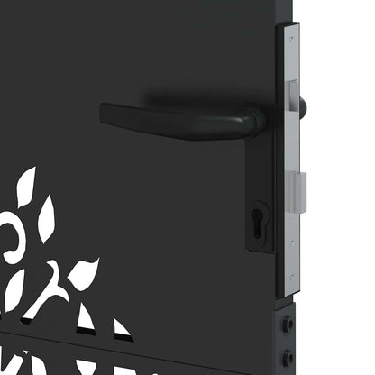 Garden Gate with Lock Black 110 x 130 cm Powder-coated steel