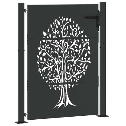 Garden Gate with Lock Black 110 x 130 cm Powder-coated steel