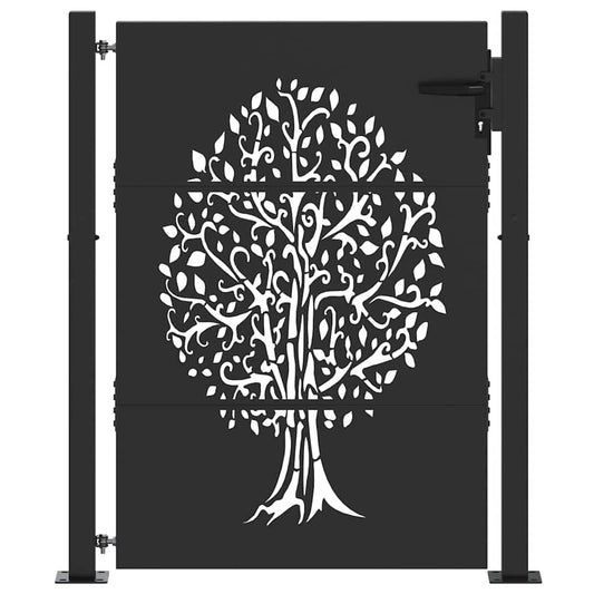Garden Gate 110 x 130 cm Powder-coated steel Black Lockable