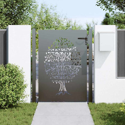 Garden Gate with Lock Black 110 x 155 cm Powder-coated steel