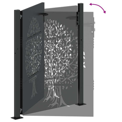 Garden Gate with Lock Black 110 x 155 cm Powder-coated steel