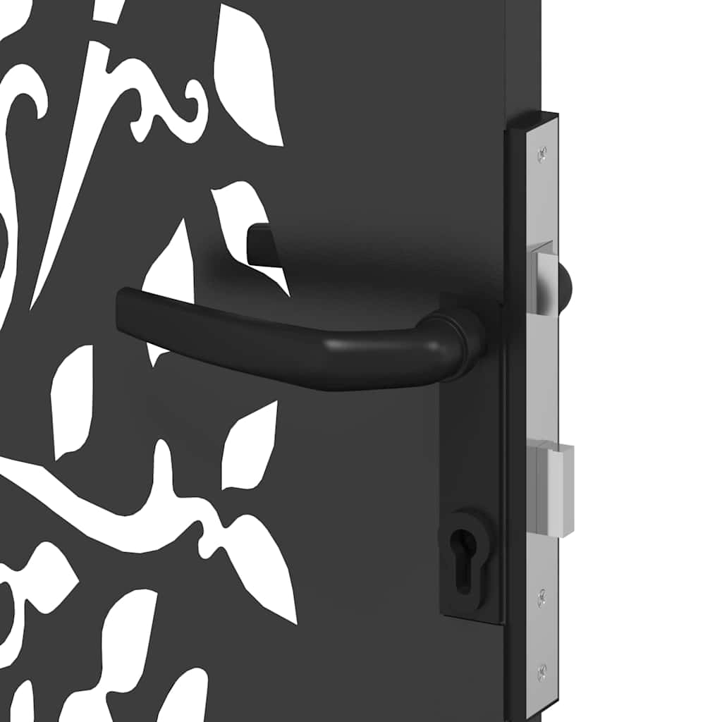 Garden Gate with Lock Black 110 x 180 cm Powder-coated steel
