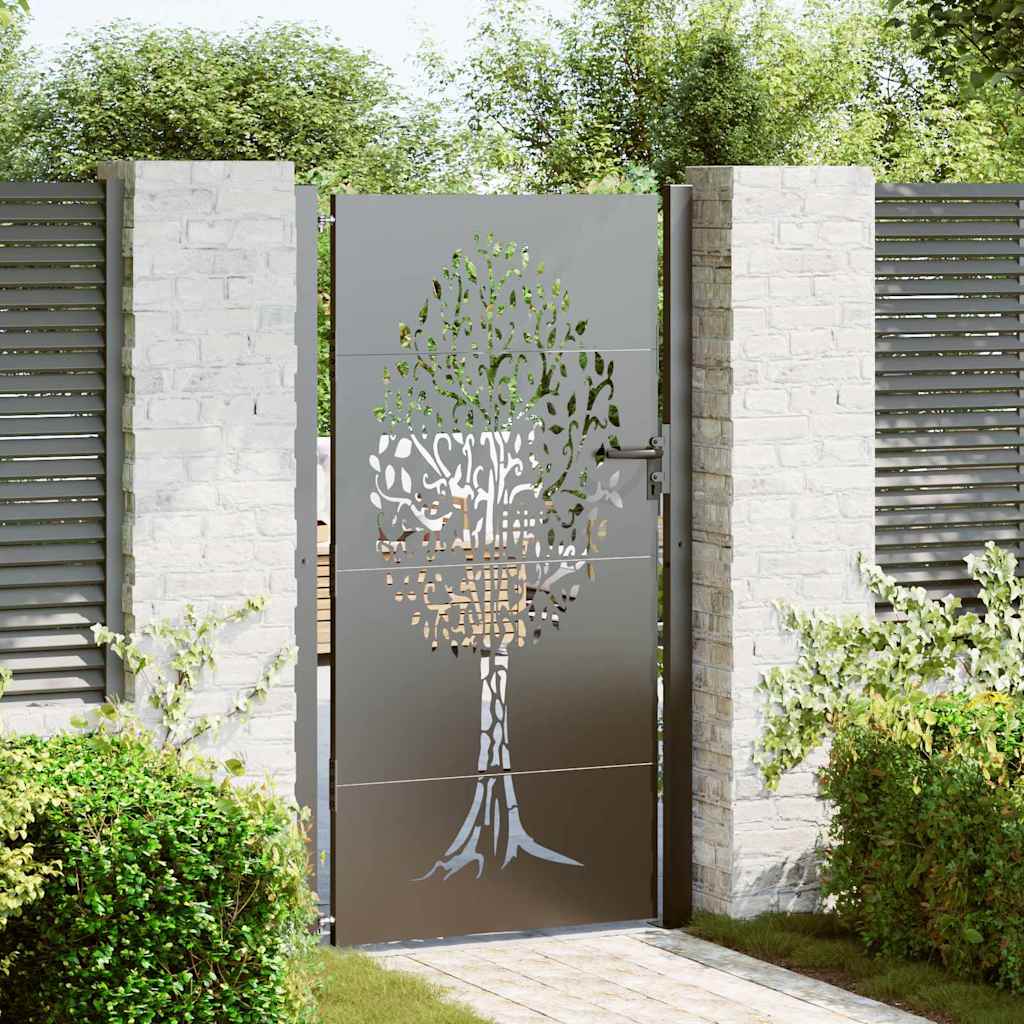Garden Gate with Lock Black 110 x 180 cm Powder-coated steel