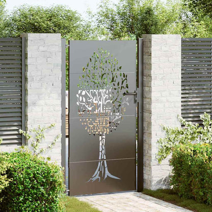 Garden Gate with Lock Black 110 x 180 cm Powder-coated steel
