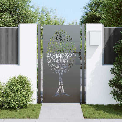 Garden Gate with Lock Black 110 x 180 cm Powder-coated steel
