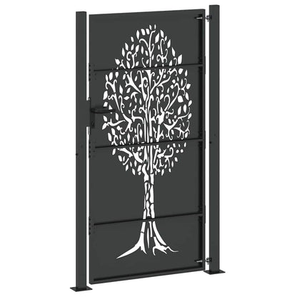 Garden Gate with Lock Black 110 x 180 cm Powder-coated steel