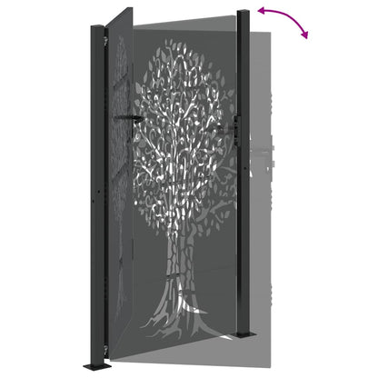 Garden Gate with Lock Black 110 x 180 cm Powder-coated steel