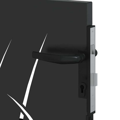 Garden Gate with Lock Black 110 x 105 cm Powder-coated steel