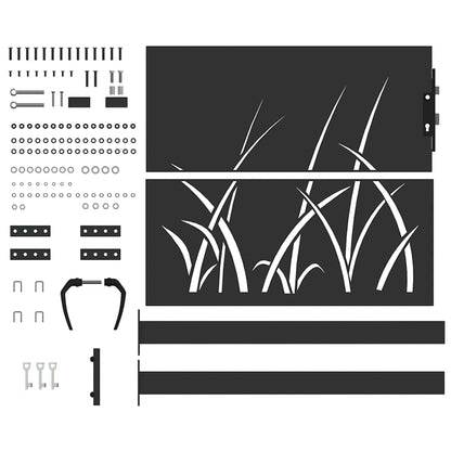 Garden Gate with Lock Black 110 x 105 cm Powder-coated steel