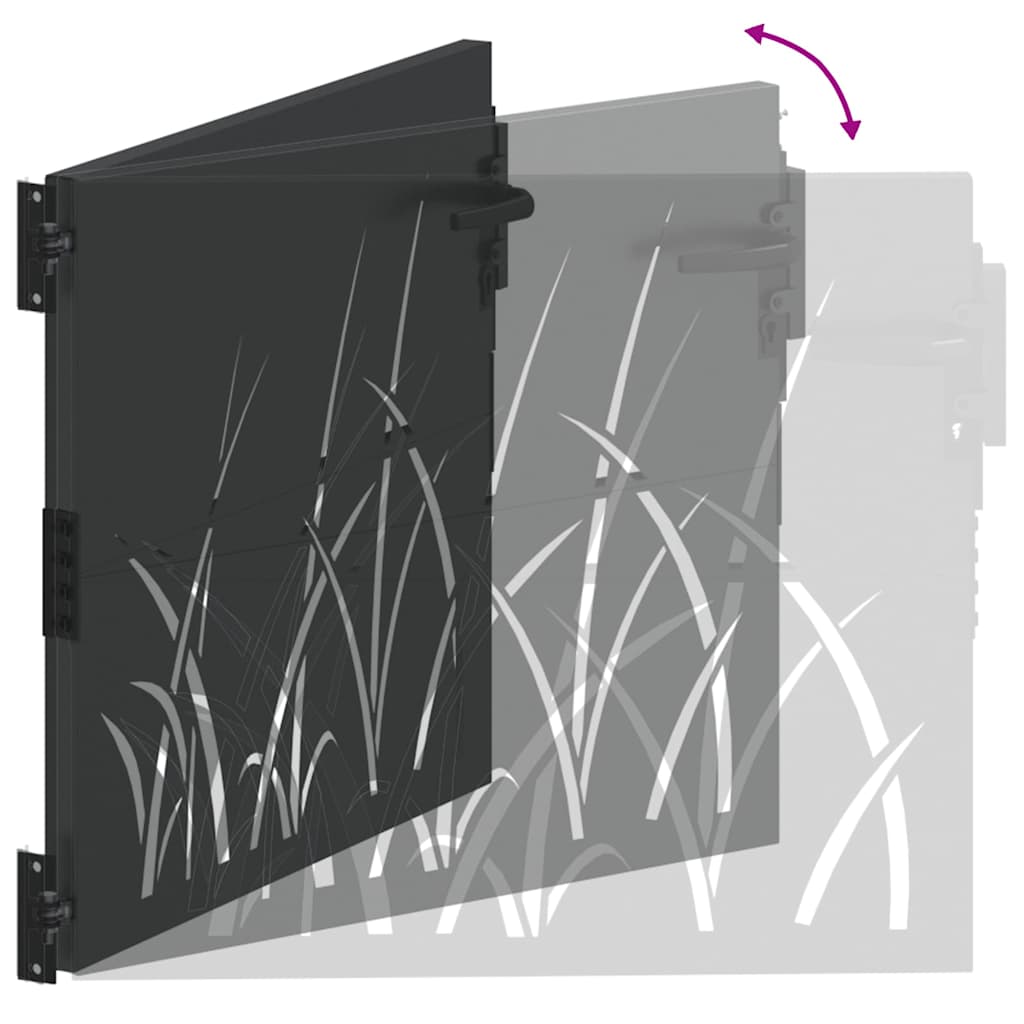 Garden Gate with Lock Black 110 x 105 cm Powder-coated steel