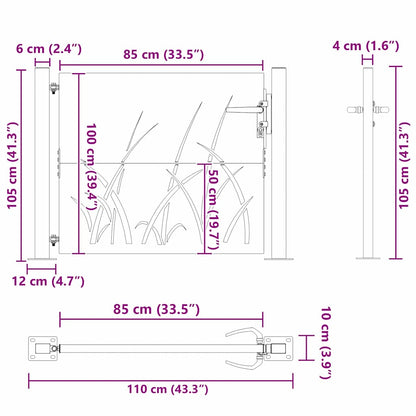 Garden Gate with Lock Black 110 x 105 cm Powder-coated steel