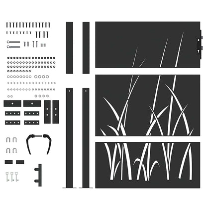 Garden Gate with Lock Black 110 x 130 cm Powder-coated steel