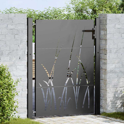 Garden Gate with Lock Black 110 x 130 cm Powder-coated steel