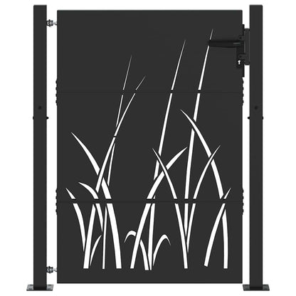 Garden Gate with Lock Black 110 x 130 cm Powder-coated steel