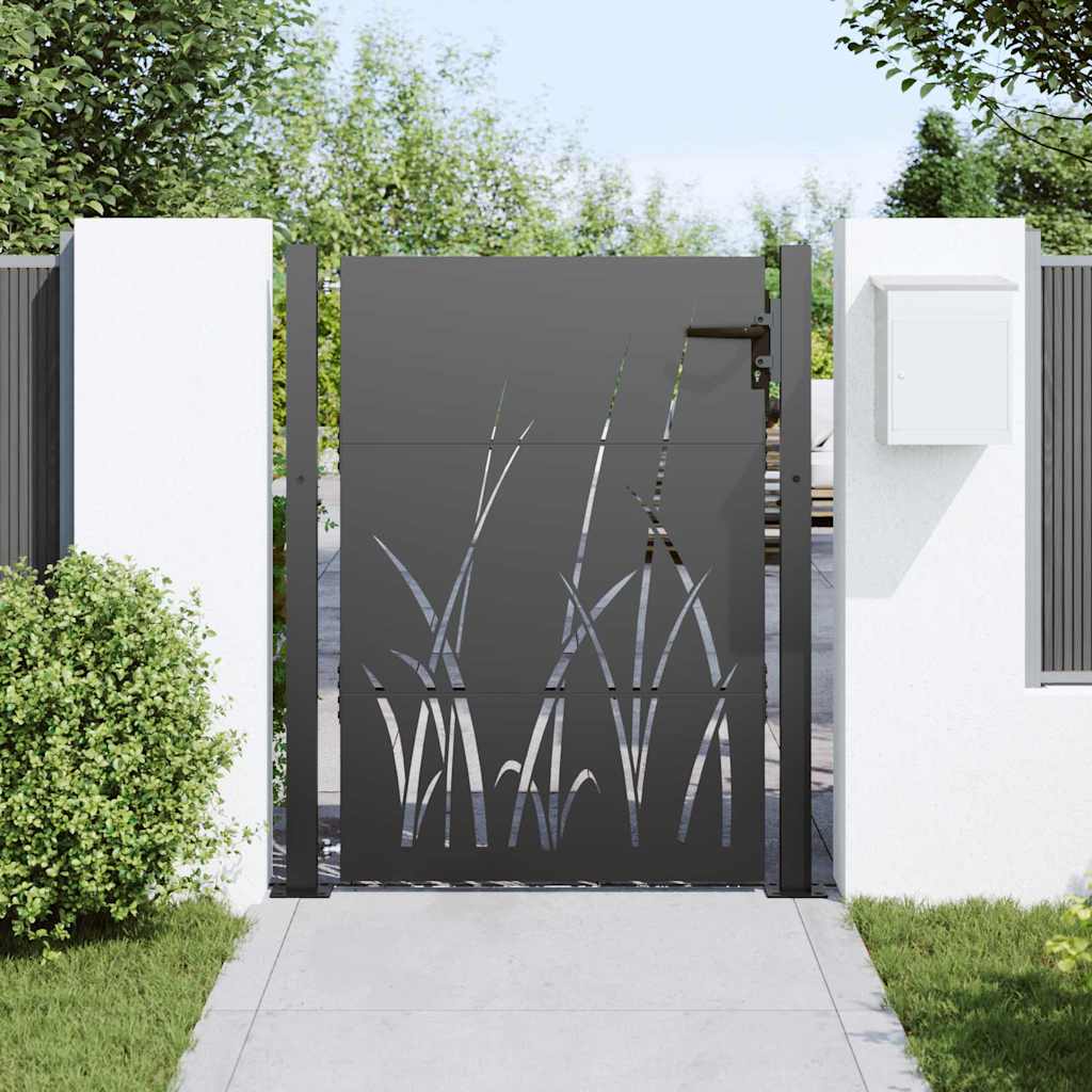 Garden Gate with Lock Black 110 x 155 cm Powder-coated steel