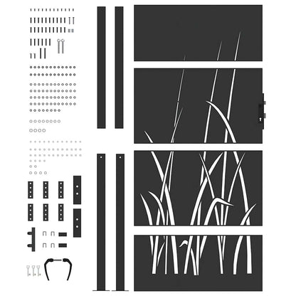 Garden Gate with Lock Black 110 x 180 cm Powder-coated steel