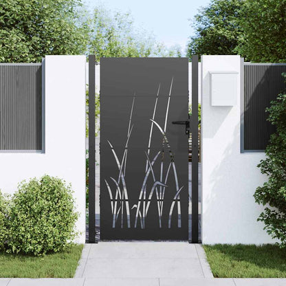 Garden Gate with Lock Black 110 x 180 cm Powder-coated steel