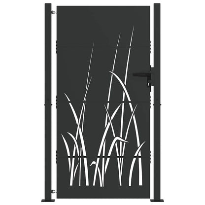 Garden Gate with Lock Black 110 x 180 cm Powder-coated steel