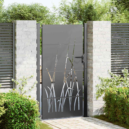 Garden Gate with Lock Black 110 x 205 cm Powder-coated steel