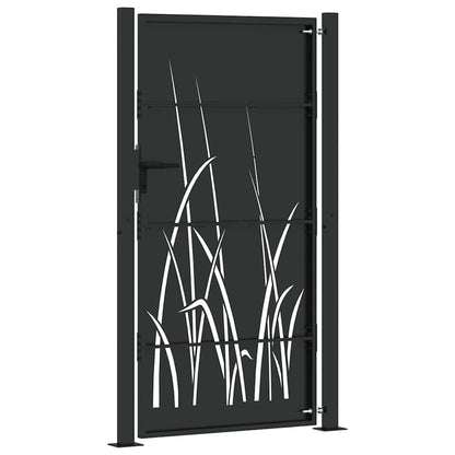 Garden Gate with Lock Black 110 x 205 cm Powder-coated steel