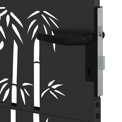 Garden Gate with Lock Black 110 x 155 cm Powder-Coated Steel