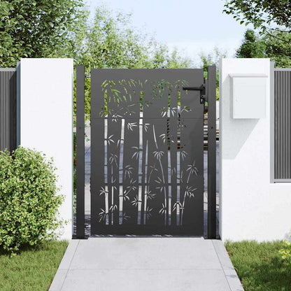 Garden Gate with Lock Black 110 x 155 cm Powder-Coated Steel