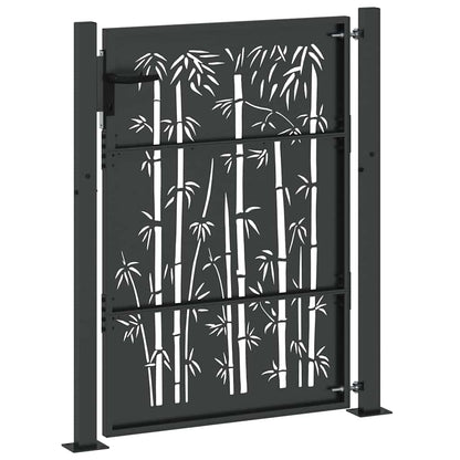 Garden Gate with Lock Black 110 x 155 cm Powder-Coated Steel