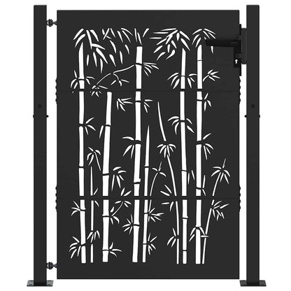 Garden Gate with Lock Black 110 x 155 cm Powder-Coated Steel