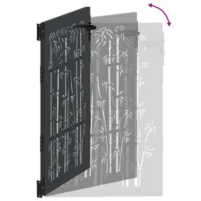 Garden Gate with Lock Black 110 x 155 cm Powder-Coated Steel